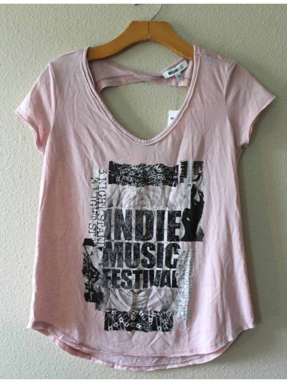 William Rast Womens Pink Indy Music Festival Graphic Tee S NWT